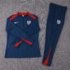 2024 England Half-Pull Training Suit Royal blue Soccer Jersey Set