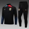 2022 Portugal Half-Pull Training Suit Black Football Shirt