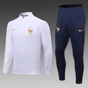2022 France Half-Pull Training Suit White Football Shirt