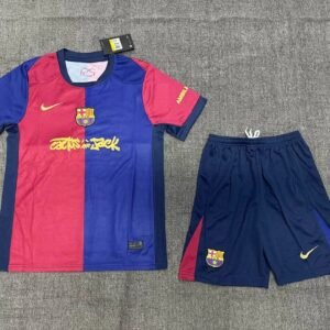 2024-2025 KIDS Barcelona Home Travis Scott Joint Edition Football Shirt 1:1 Thai Quality